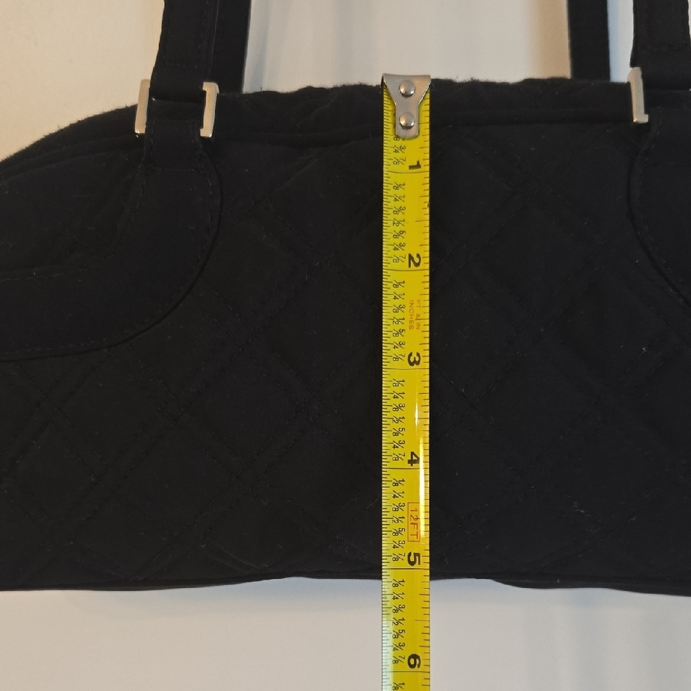 Vera Bradley Black Shoulder Bag Sleek Crescent Design - Picture 9 of 12